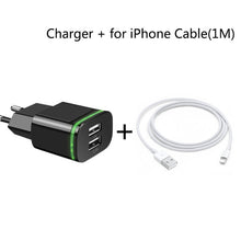 Load image into Gallery viewer, CinkeyPro EU Plug 2 Ports LED Light  USB Charger