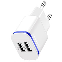 Load image into Gallery viewer, CinkeyPro EU Plug 2 Ports LED Light  USB Charger