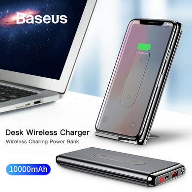 Baseus 10000mAh QI Wireless Charger Power Bank For iPhone Samsung
