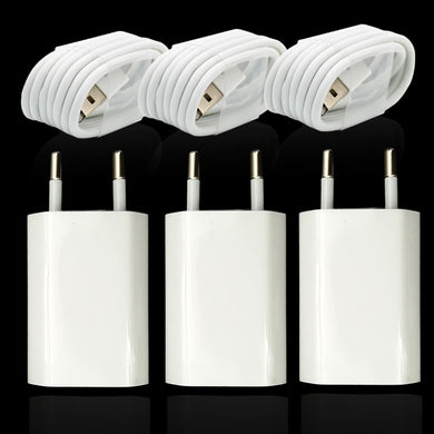 3Set/Lot EU Plug Wall AC USB Charger For iPhone 8
